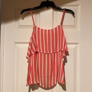 Striped tank with ruffle.  Size medium, NWT.